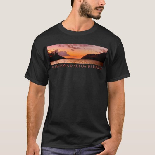 Hawaiian T Shirt Sunset en Palms 2 Sided Graphics (Voorkant)
