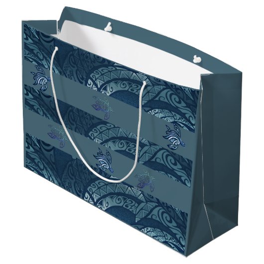 Hawaiian Tapa en Honu Gift Bag Groot Cadeauzakje (Achterkant Gekanteld)