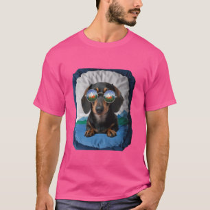 Hawaiian teckel Tropische vakantie Funny Wiener T-shirt