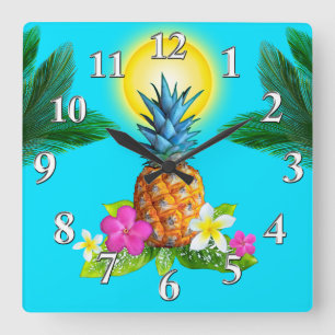 Hawaiian Threator Decor, Stunning Pineapple Clock Vierkante Klok
