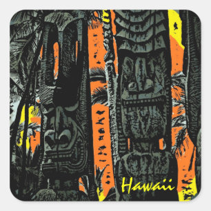 Hawaiian tiki beelden aanpasbare stickers