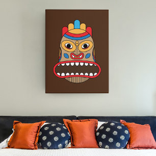 Hawaiian Tiki Mask Canvas Afdruk