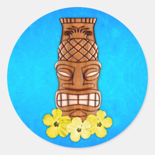 Hawaiian Tiki Mask Ronde Sticker (Voorkant)