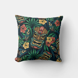 Hawaiian Tiki Masker Tropisch Patroon Kussen