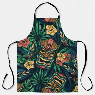 Hawaiian Tiki Masker Tropisch Patroon Schort