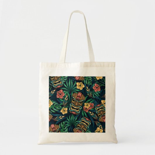 Hawaiian Tiki Masker Tropisch Patroon Tote Bag (Voorkant)