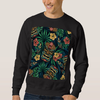 Hawaiian Tiki Masker Tropisch Patroon Trui