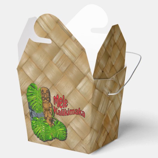 Hawaiian Tiki Mele Kalikimaka Christmas Take Out Bedankdoosjes (Geopend)