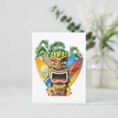 Hawaiian Tiki Surfing Briefkaart (Staand voorkant)