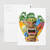 Hawaiian Tiki Surfing Briefkaart (Voorkant / Achterkant)