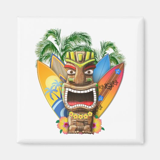 Hawaiian Tiki Surfing Magneet (Voorkant)