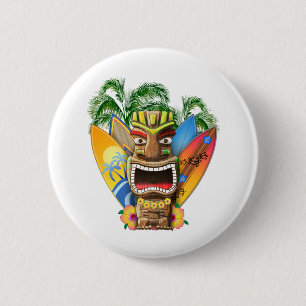 Hawaiian Tiki Surfing Ronde Button 5,7 Cm