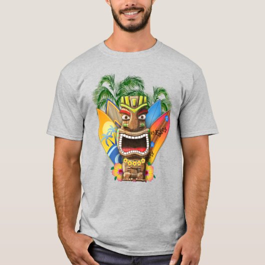 Hawaiian Tiki Surfing T-shirt (Voorkant)
