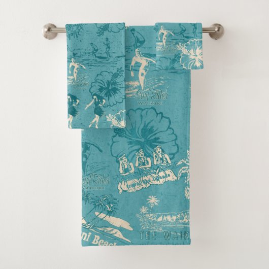 Hawaiian Travel Collage in het Blauwgroen Bad Handdoek (Insitu)
