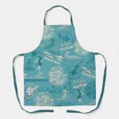 Hawaiian Travel Collage in het Blauwgroen Schort (Voorkant)