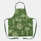  Hawaiian Travel Collage in Olive Green Schort (Voorkant)