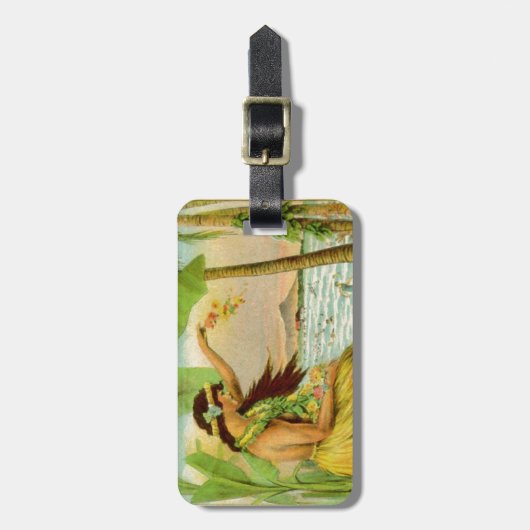 Hawaiian Travel Hula Girl Aloha Caribbean Bagagelabel (Voorkant verticaal)