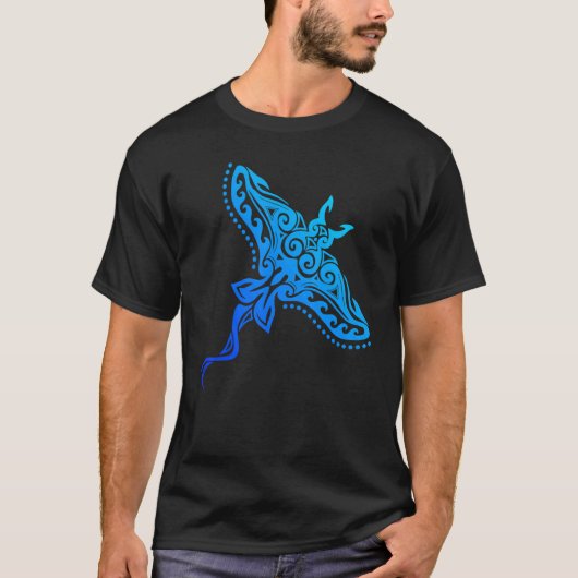 Hawaiian Tribal Stingray Tattoo Polynesiaanse zome T-shirt (Voorkant)