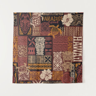 Hawaiian Tribal: stoffen lappendeken Wandkleed