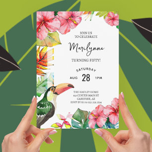 Hawaiian Tropical 50th Birthday Invitation Kaart