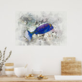 Hawaiian Tropical Fish Waterverf - Boxfish Poster (Keuken)