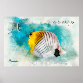 Hawaiian Tropical Fish Waterverf - Butterflyfish Poster