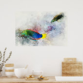 Hawaiian Tropical Fish Waterverf - Wrasse Poster (Keuken)