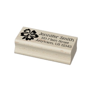 Hawaiian Tropical Flower Hibiscus Floral Address Rubberstempel