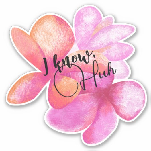 Hawaiian Tropical Flowers Custom-Cut Vinyl Sticker (Voorkant)
