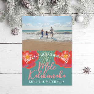 Hawaiian Tropical Island Holiday Hibiscus Palm Feestdagenkaart