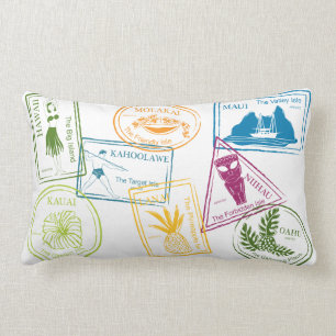 Hawaiian Tropical Passport Stamp 13 x20" Lumbar Pi Kussen