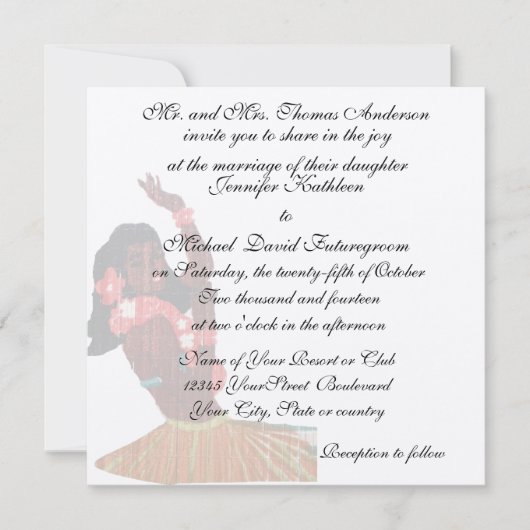 Hawaiian Tropical Wedding and Reception Kaart (Voorkant)