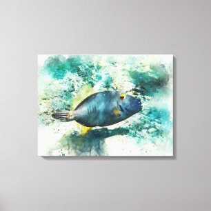 Hawaiian Tropische visvis Waterverf Hawaii Canvas Afdruk