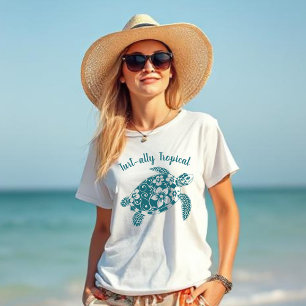 Hawaiian Turtle Turt-ally Tropical Blauwgroen T-shirt