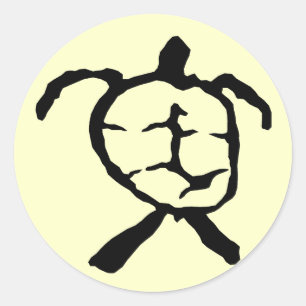 Hawaiian Turtle - zwart Ronde Sticker