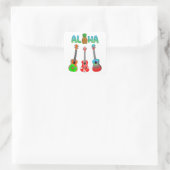 Hawaiian Ukulele Aloha Hawaii Vierkante Sticker (Tas)