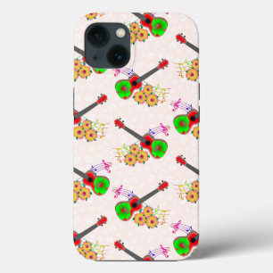 Hawaiian Ukulele Hibiscus Flowers Floral iPhone 13 Hoesje