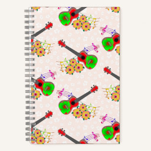 Hawaiian Ukulele Hibiscus Flowers Floral Notitieboek