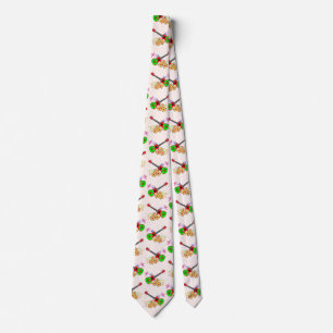 Hawaiian Ukulele Hibiscus Flowers Floral Stropdas