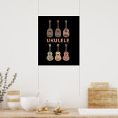 Hawaiian Ukulele types van muziekinstrumenten Poster (Keuken)