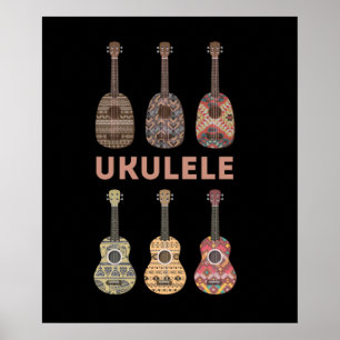 Hawaiian Ukulele types van muziekinstrumenten Poster