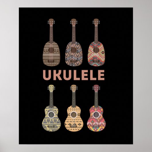 Hawaiian Ukulele types van muziekinstrumenten Poster (Voorkant)