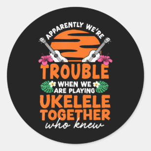 Hawaiian Ukulele Uke Vrienden Besties Buddies Ronde Sticker