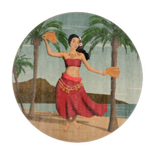 Hawaiian Vintage Hula Girl Briefkaart Snijplank