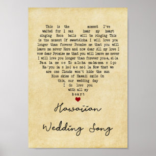 Hawaiian Wedding Song Heart Song Lyric Poster