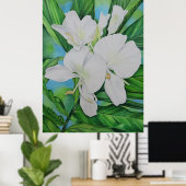 Hawaiian White Ginger Poster (Thuiskantoor)