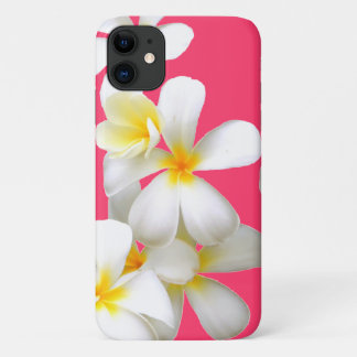 Hawaiian white plumeria flower pink iPhone 11 hoesje