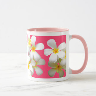 Hawaiian white plumeria flower pink mok