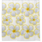 Hawaiian White Plumeria Flowers op White Douchegordijn (Voorkant)