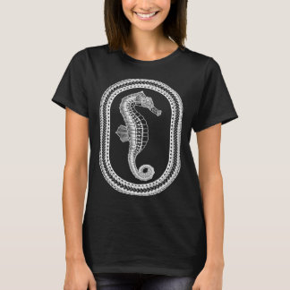 Hawaiian White Tribal Seahorse Beach T-shirt